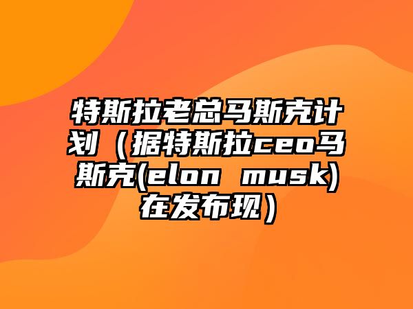 特斯拉老總馬斯克計(jì)劃（據(jù)特斯拉ceo馬斯克(elon musk)在發(fā)布現(xiàn)）