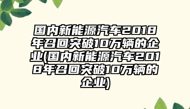 國(guó)內(nèi)新能源汽車2018年召回突破10萬(wàn)輛的企業(yè)(國(guó)內(nèi)新能源汽車2018年召回突破10萬(wàn)輛的企業(yè))