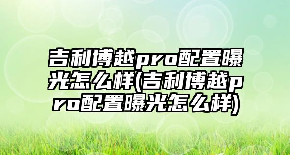 吉利博越pro配置曝光怎么樣(吉利博越pro配置曝光怎么樣)