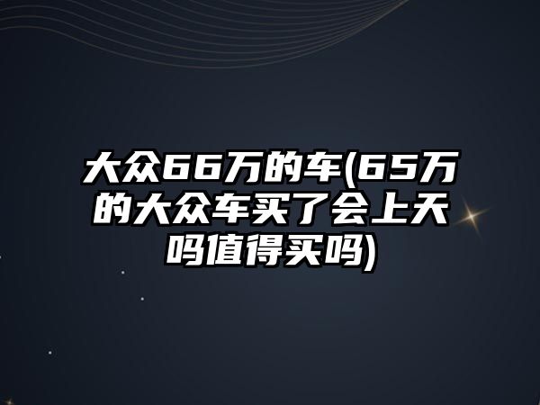 大眾66萬的車(65萬的大眾車買了會上天嗎值得買嗎)