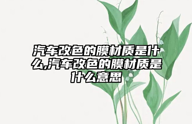 汽車改色的膜材質(zhì)是什么,汽車改色的膜材質(zhì)是什么意思