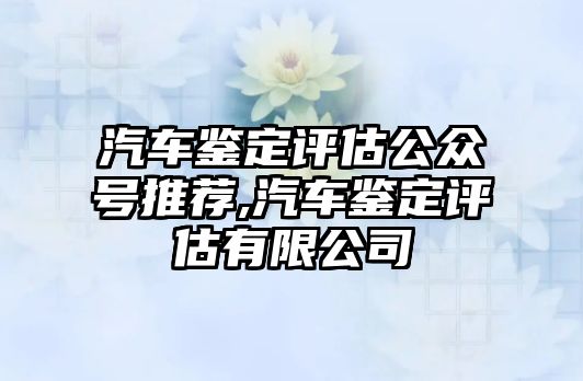 汽車鑒定評估公眾號推薦,汽車鑒定評估有限公司