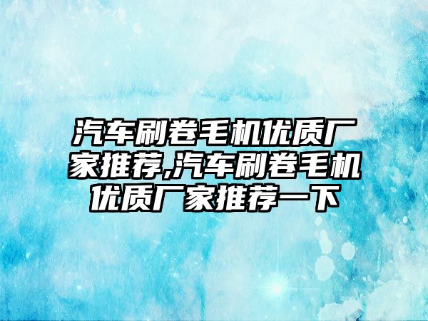 汽車刷卷毛機優(yōu)質廠家推薦,汽車刷卷毛機優(yōu)質廠家推薦一下